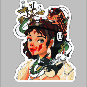 sticker the girl and the dragon