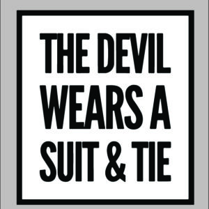 sticker he does wear a suit/tie
