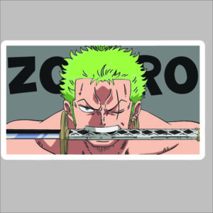 sticker one piece zoro biting swords
