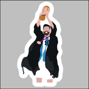 sticker messi holding world cup 2