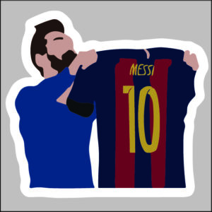 sticker messi holding his jersey