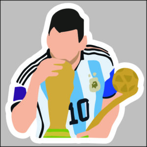 sticker messi kissing cup