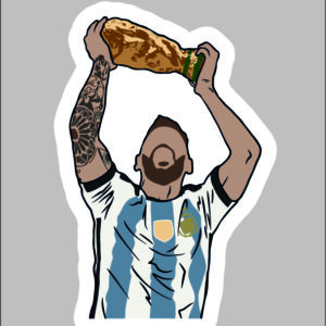 sticker messi holding world cup