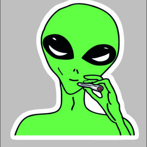sticker smoking alien