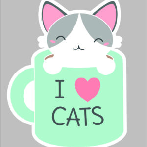 sticker I love cats cup