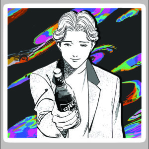 sticker monster have a drink