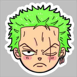 sticker one piece zoro mad face