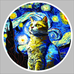 sticker van gogh cat